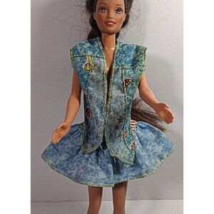 Vintage Barbie Doll Clothing Outfit Mattel Skirt Vest Denim Look Patriotic Stars
